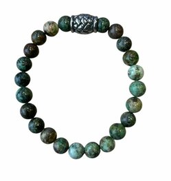 Heren armband Afrikaans Turquoise 8 mm met vlecht kraal (20,5 cm lang) Heren armband Afrikaans Turquoise 8 mm met vlecht kraal (20,5 cm lang)