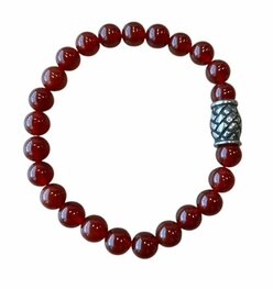 Heren armband Carneool 8 mm met vlecht kraal Heren armband Carneool 8 mm met vlecht kraal